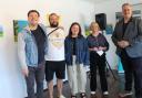 (L-R) Artist Ethan Benshetrit, Artist Stewart Raskin, Kayleigh Quinn, Cosgrove CEO Carolann Lanigan, East Renfrewshire MP Blair McDougall