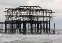 Pieces of the West Pier in Brighton falling off into the sea (Jamie Lashmar/PA)