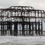 Pieces of the West Pier in Brighton falling off into the sea (Jamie Lashmar/PA)